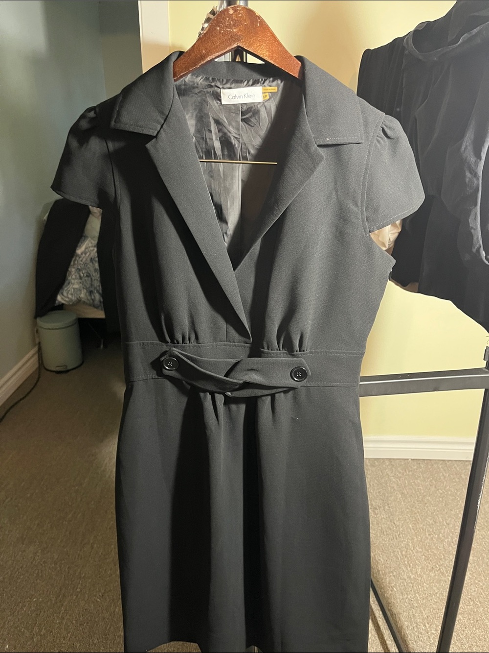 Calvin Klein Black Short-Sleeve Belted Mini Dress